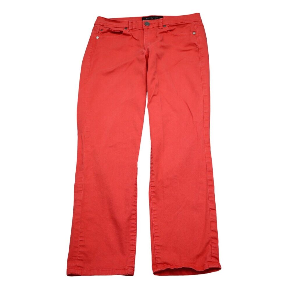 Calvin Klein Pants Womens 6 Red Denim Mid Rise 5 Pocket Design Skinny Crop Jeans